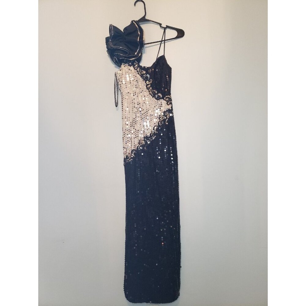 Paris Sport Club Womens 3 / 4 Formal Dress One Sleeve Ruffle All Over Sequins